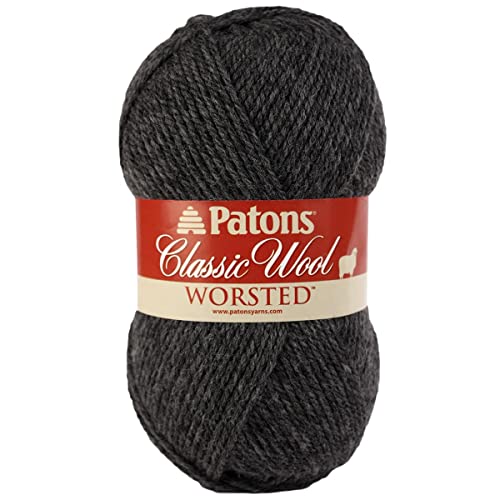 Patons Worsted Classic Wool Yarn - Solid Color Yarn for Knitting, Crochet, Weaving, Arts & Crafts - Dark Gray, Bulk 10 Pack