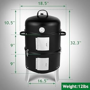 16-Inch-Charcoal-BBQ-Smoker-Grill3-in-1-Portable-Vertical-Grill-Cooker-with-Built-in-Thermometers-Adjustable-Vent-Systems-for-Outdoor-Backyard-Cooking-Camping-Patio-Parties - Urban Country Home Decor 16-Inch-Charcoal-BBQ-Smoker-Grill3-in-1-Portable-Vertical-Grill-Cooker-with-Built-in-Thermometers-Adjustable-Vent-Systems-for-Outdoor-Backyard-Cooking-Camping-Patio-Parties