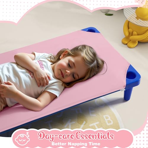 Image of Horbaunal 2 Pack Pink Cot Sheets for Daycare, 23 inch x 51 inch | Daycare Cot Sheets, Microfiber Fitted Cot Cover, for Preschool Kids Nap Time, Daycare Essentials