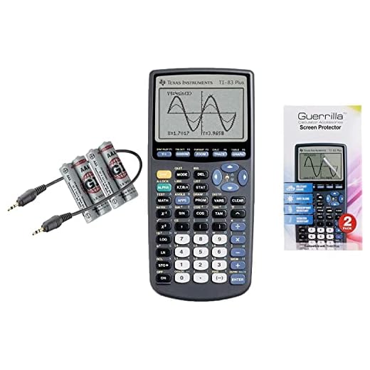 TI 83 Plus Graphing Calculator with Guerrilla Military Grade Screen Protector Set, Certified Reconditioned (New Model)