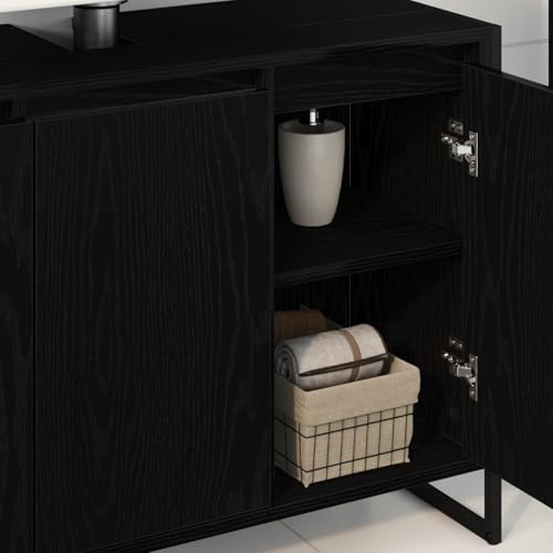 Mueble de baño de madera industrial con patas elevadas y gran almacenaje 5