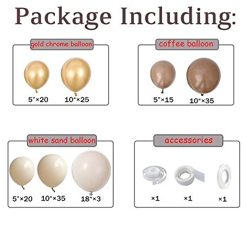 Brown Balloon Garland Arch Kit 153Pcs Nude Sand Beige White Chrome Gold And Tan Coffee Brown Latex Balloon For Boho Baby Shower Wedding Birthday Party Decoration #TOP1