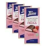 Tirma Tableta de Chocolate con Leche Rellena de Crema de Yogur y Sabor a Fresa, 103g - Chocolate Cremoso con Relleno de Fruta, Perfecto para Postres y Snacks (Paquete de 4)