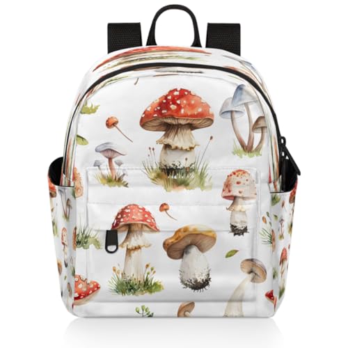 Watercolour Mushrooms Flowers Grass Backpack for Women Large Capacity with Adjustable Pressure Relief Strains Lightweight Travel Backpack for Work Travel Casual Gifting2