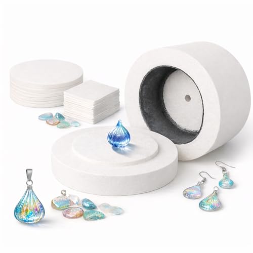 Large Microwave Kiln with Lid and 50 Pcs Paper 7.7 x 4.3 in Microwave Kiln for Glass Fusing and Clay Pottery DIY Crafts Supplies Jewelry Making Fuse Works Beginners