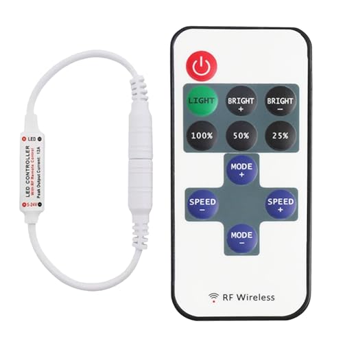 Huybaa RF11 LED Controller mit Fernbedienung, 5-24V DC Dimmer für LED Streifen, COB/SMD 5050 3528 2835 5630 (Weiß)