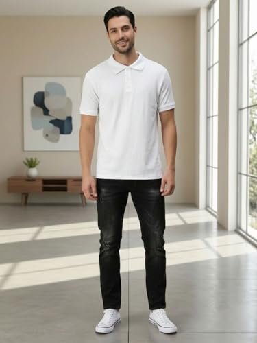 Image of Lux Cozi Men's Cotton Solid Polo Tshirt | Collar Tshirts | Half Sleeves | Stylish & Premium All Day Wear | Pack of 1