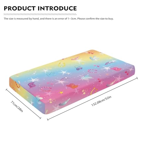 Image of Horse Baby Crib Sheet 52''x28'' Fitted Crib Western Cowboy Mattress Sheet for Boy Rainbow Soft Nursery Bed Sheet for Standard Crib and Toddler Mattress
