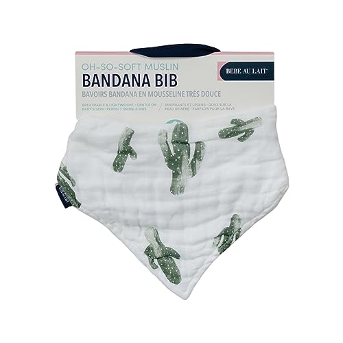Image of Bebe au Lait Oh So Soft Luxury Muslin Bandana Bib, 4-Layer Muslin Design, Stylish Pattern -Saguaro Cactus
