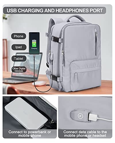 Vgcub Carry On Backpack,Large Travel Backpack For Women Men Airline Approved Gym Backpack Waterproof Business Laptop Daypack,Grey #TOP3