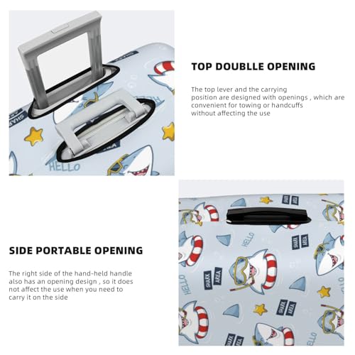 Travel Luggage Cover - Swimming Shark Washable Suitcase Covers Protector Fits 18-32 Inch Luggage3