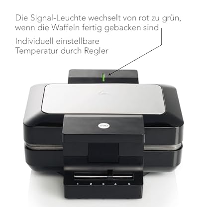 Wilfa GAUFRES Doppel-Waffeleisen - Belgische Waffeln - 1.000 W - Antihaftbeschichtung - einstellbare Temperatur - mit Signal-LED (schwarz) – Bild 5