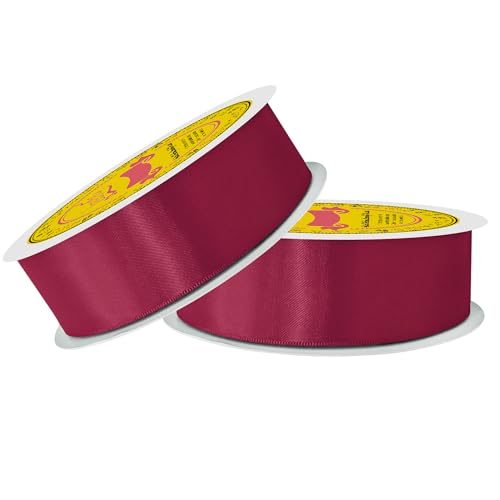 Image of 100 Yards Beauty Red Satin Ribbon Polyester Ribbon for Gift Wrapping Very Suitable for Weddings Party Hair Bow Invitation Decorations and More（1-1 /2 inch X 50Yards X 2 Roll）