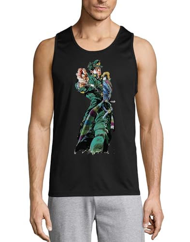 Camiseta sin mangas Anime 75 para hombre en algodón negro de cuello redondo básico
