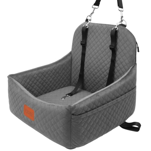 Dog Car Seats for 5-25 lbs Dogs,Pets Safety Travel Bed with 3Seatbelt-Grey by Youvee - Used condition - US$27.58