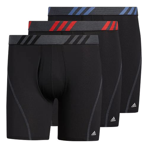 adidas Men s Sport Performance Mesh Boxer Brief Underwear (3-Pack), Black Onix Vivid Red Black Onix Black Onix Crew Bl, Medium