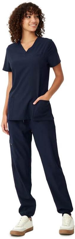 Scrubs for Women, V-Neck Scrubs Top & Cargo Pants with 10 Pockets - Image 7