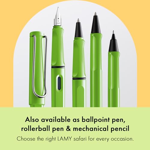 Image of LAMY safari green - Fountain Pen with ergonomic grip & polished steel nib in size EF - ideal for any Writing & Calligraphy - including LAMY T 10 blue cartridge - Right-Handed