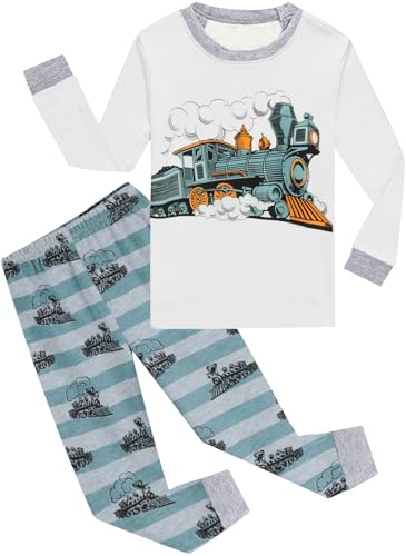 Little Boys Pajamas 2 Pieces Long Set 100% Cotton Sleepwear Kids Excavator Pjs Toddler Winter Clothes Jammies Size 2-7T