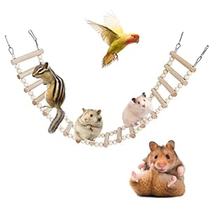 Rats Ladder Bridge Toy, Natural Wooden Bird Ladder Bridge Toy, Hamster Rats Climbing Toys, Cage Accessories for Bird Parrot Hamster Cockatiel Sugar Gliders (18 Ladders)(25.98×3.14 Inches)
