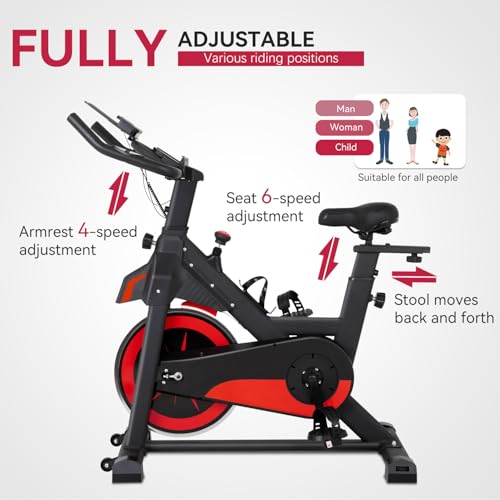Image of Exercise Bike Indoor Workout Bike Stationary Cycling Bike Fitness Magnetic Resistance Training Bike with Comfortable Seat Cushion LCD Monitor for Home Gym, Black