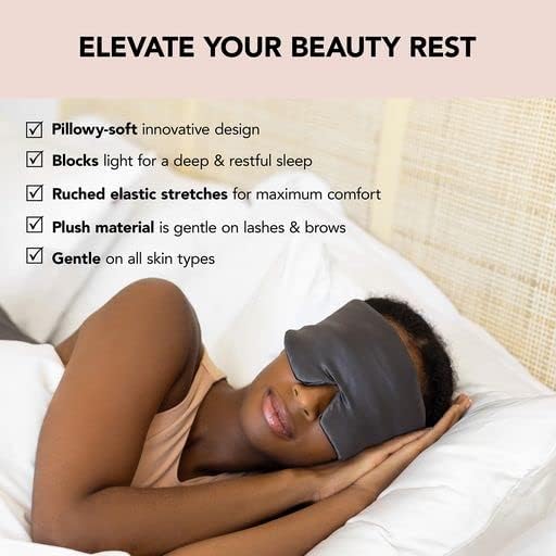 Kitsch Satin Sleep Mask - Eye Mask for Sleeping | Softer than Silk Eye Sleeping Mask | Satin Blindfold & Sleep Masks for Women | Eyemask & Eye Cover for Sleeping | Sleep Eye Masks for Women (Charcoal)