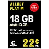 Handytarif Congstar 14,99€ - 31% günstiger als direkt beim Anbieter, Originaltarif Telekom-Netz (Flat Internet 18 GB LTE, Allnet-Flat und EU-Roaming)