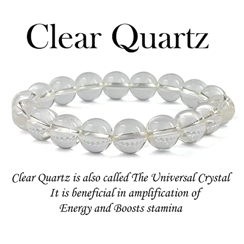 Image of Reiki Crystal Products Certified Natural Crystal Stone Round 10 mm Beads Bracelet for Men and Women | Reiki Charged Gemstone Jewellery Bracelet| Multiple Stone Variants Available
