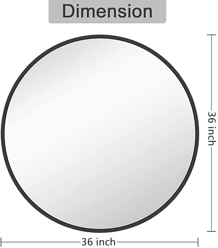 Ymond Round Wall Mirror-36 Inch Large Round Mirror, Rustic Accent Mirror For Bathroom, Entry, Dining Room & Living Room, Metal Black Round Mirror For Wall (36'', Black) #TOP3