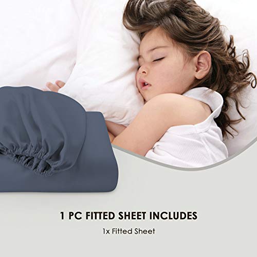 Pizuna Pure Combed Cotton Single Bed Fitted Sheet Dark Blue - Image 4