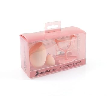 Makeup Sponge Set with Stand, 3 Piece Beauty Blender Kit,Heart Base Holder, Diamond Shape, for Foundation and Concealer Application