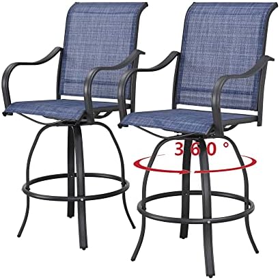 PatioFestival Outdoor Swivel Bar Stools Patio High Bistro Stool Height Chairs All Weather Furniture Bar Dining Chair,Set of 2