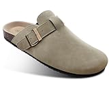 BULLIANT Comfort Clogs Slippers Sandals Nurse Work Shoes Unisex for Men Women with Cushioned Cork-Footbed(Camel-13 Women/11 Men)