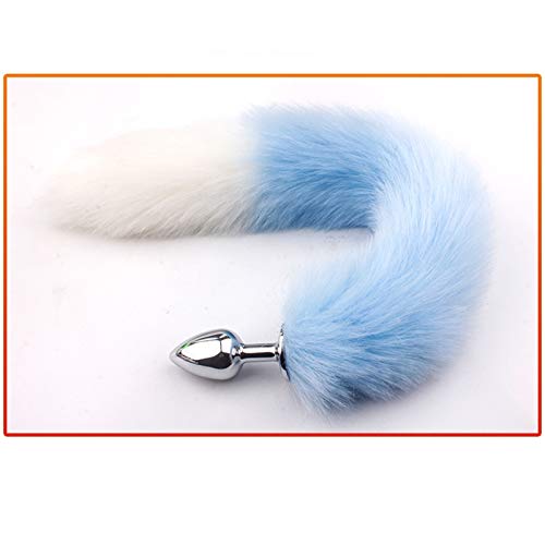 Soft Anáº¡l Plá»¥g Faux táº¡il Cosplay Bá»¥tt Plá»¥g Anáº¡l sáº¹x Faux táº¡il Stáº¡inlSmooth Stáº¹el Bá»¥tt Plá»¥g Anáº¡l sáº¹x Tá»ys for Woman Couples-Blue White (47cm)