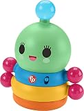 Fisher-Price Happy World Dance Dance Rainbow Worm, Roly Poly Wobble Toy with Lights and Sounds for I