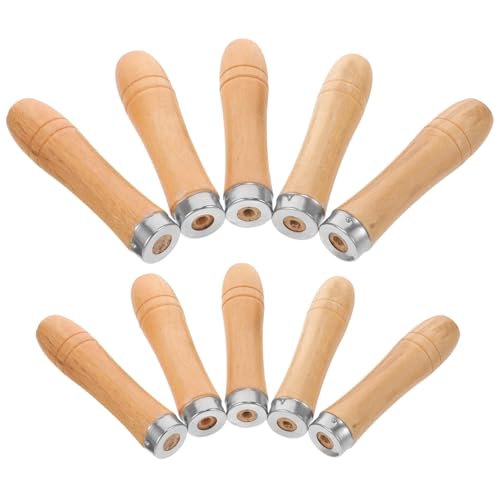 Genérico Mango Ergonómico de Escofina de Madera Resistente Anillo Metálico Fuerte, 10 Piezas (5 Grandes y 5 Pequeños), Portátil para Herramientas Manuales y Limas de Metal