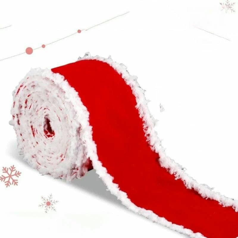 Cintas navideñas de terciopelo rojo con alambre, cinta de felpa de copo de nieve para envolver adornos de árbol de Navidad, hacer lazos, rojo, 30 metros (5 m, 6 rollos)