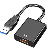 RuhZa USB to HDMI Adapter, USB 3.0/2.0 to HDMI 1080P Video Graphics Cable Converter with Audio fo...