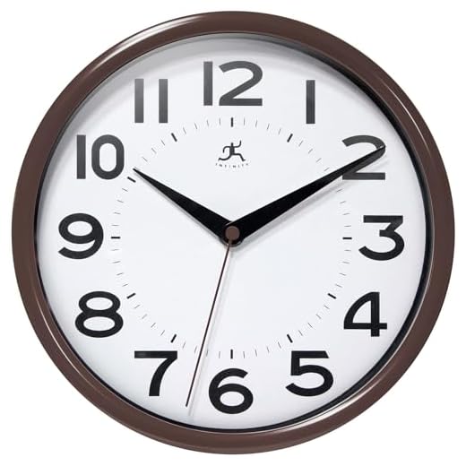 Infinity Instruments LTD. Metro Wall Clock, Brown, 9"