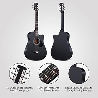 Lankro Guitare acoustique de 38″ pour débutant,En tilleul,Avec étui de rangement,Pour guitare folk,Avec cordes, cordes, pics et capo,Chiffon de nettoyage - Les Beatles, Paul McCartney, John Lennon, RIngo Starr, George Harrison Lankro Guitare acoustique de 38" pour débutant,En tilleul,Avec étui de rangement,Pour guitare folk,Avec cordes, cordes, pics et capo,Chiffon de nettoyage – Image 2