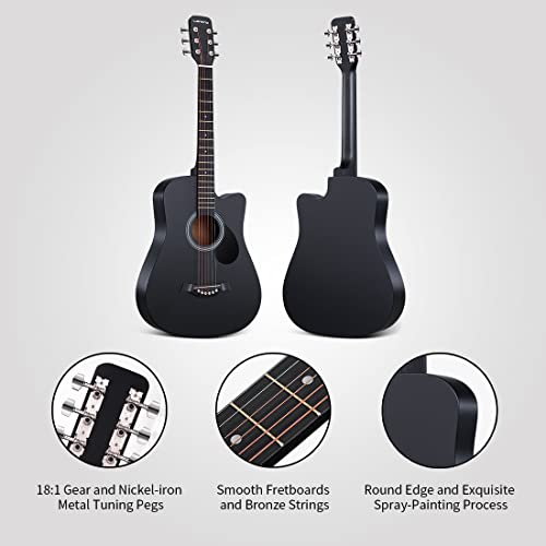 Lankro Guitare acoustique de 38″ pour débutant,En tilleul,Avec étui de rangement,Pour guitare folk,Avec cordes, cordes, pics et capo,Chiffon de nettoyage - Les Beatles, Paul McCartney, John Lennon, RIngo Starr, George Harrison Lankro Guitare acoustique de 38" pour débutant,En tilleul,Avec étui de rangement,Pour guitare folk,Avec cordes, cordes, pics et capo,Chiffon de nettoyage – Image 3