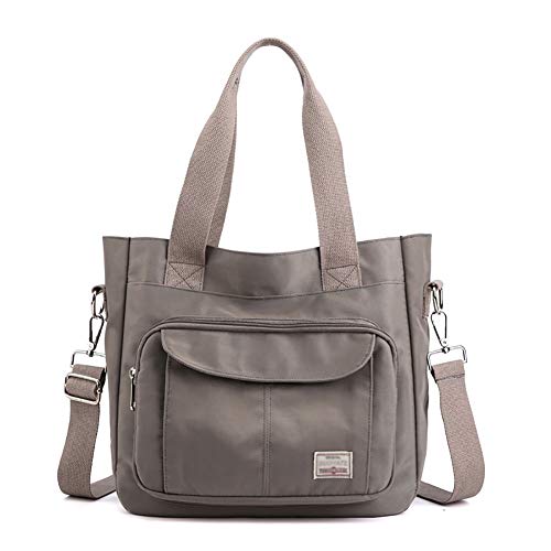 KARRESLY Bolsa de ombro feminina casual de nylon com grande capacidade, bolsa carteiro para uso diário, Cinza, freesize