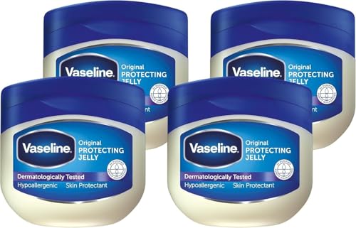Vaseline Original Protecting Jelly, Crema Protettiva e Riparatrice, Adatta alle Pelli Sensibili, Pelle Secca Nutrita, Barriera Cutanea Rigenerata, Con Gelatina di Petrolio Puro, 4x 100ml