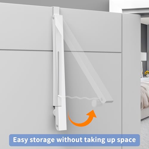 Image of Hleelomi Clothes Drying Rack for Laundry Room Organization,Foldable Over The Door Drying Racks for Saving Space, 1 Hanger White
