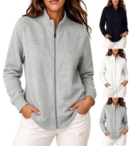 Lightweight Jacket Women Stand Collar Zip Up Sweatshirt Coat Trendy Long Sleeve Jackets Winter Full Zip Sweatshirt