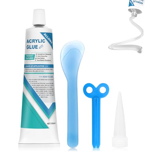 Allony Pegamento Cristal Translúcido, Pegamento para Cristal, Pegamento Plastico, Impermeable, Resistente a Altas Temperaturas, Adecuado para Unir PC, ABS, Acrílico, Plástico, etc - 100ml