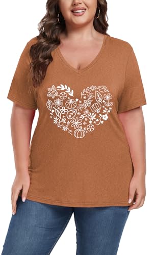 Image of ForHailey Women's Plus Size Short Sleeve Tee Shirt V Neck Basic Ladies Loose Fit T Shirt 1X-5X