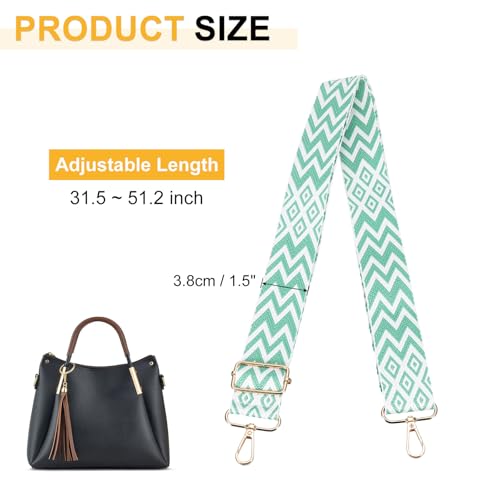 Image of PATIKIL 55in Purse Straps Replacement Crossbody, Bag Straps Crossbody Universal Adjustable Canvas Bohemian for Purses Handbags Guitar, Light Green