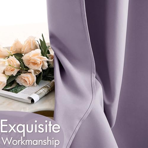 Image of MIULEE Lilac Blackout Bedroom Curtains Drapes 96 Inch Long 52 inchx96 inch | Grommet Top, Room Darkening Window Drapes, Privacy Protection, Thermal Insulated, Heat Blocking, Light Blocking