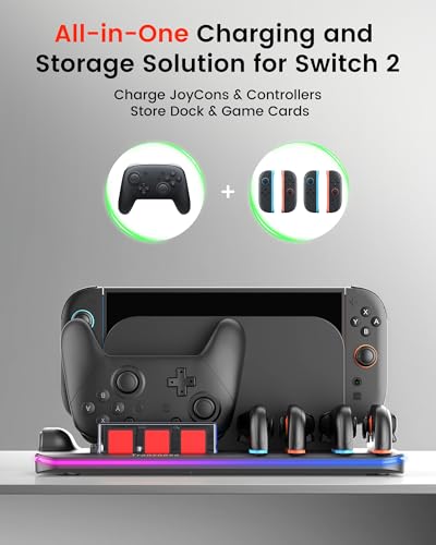 Image of Cooling Fan Pro Controller & Joycons Charger for Switch 2 (2025), Cool Down Joy Con Charging Dock Accessories for Switch2, Cools to Enhance Performance & Extend Console Battery Life (Grey)
